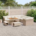 vidaXL Ensemble de canapé de jardin 13 Pièces Beige polyrotin