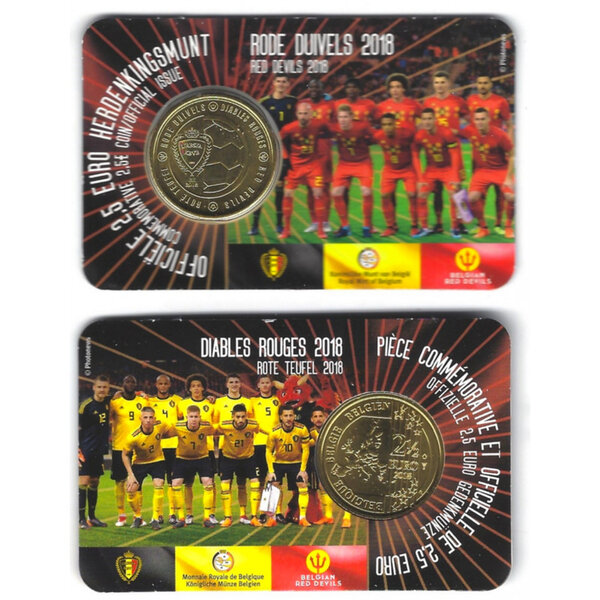 2.50 euros Belgique 2018 - Diables Rouges en coincard.