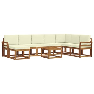vidaXL Ensemble de canapés d'extérieur 9 Pièces Naturel et Crème