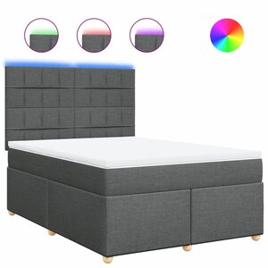 vidaXL Sommier à lattes de lit avec matelas Gris foncé 140x200cm Tissu