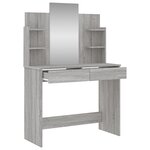 vidaXL Coiffeuse avec miroir sonoma gris 96x39x142 cm