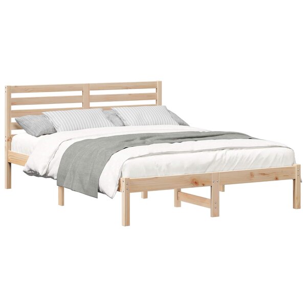 vidaXL Cadre de lit avec tête de lit Marron 120 x 200 cm Pin massif