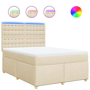 vidaXL Sommier à lattes de lit avec matelas Crème 140x190 cm Tissu