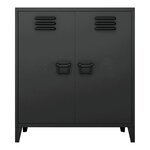 Casier de bureau armoire meuble de rangement pour bureau atelier chambre acier de bureau métallique à 2 portes 90 x 80 x 33 cm noir mat 03_0006341