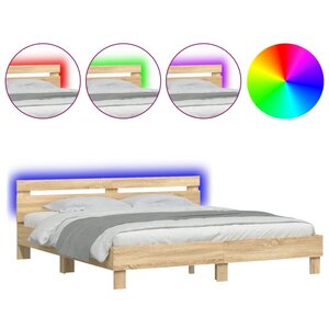 vidaXL Cadre de lit avec LED sans matelas chêne sonoma 180x200 cm