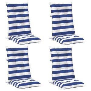 vidaXL Coussin d'extérieur 4 Pièces Bleu et Blanc 120 x 50 x 7 cm Tissu