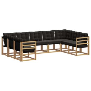 vidaXL Ensemble de canapés d'extérieur 9 pc Blanc et noir