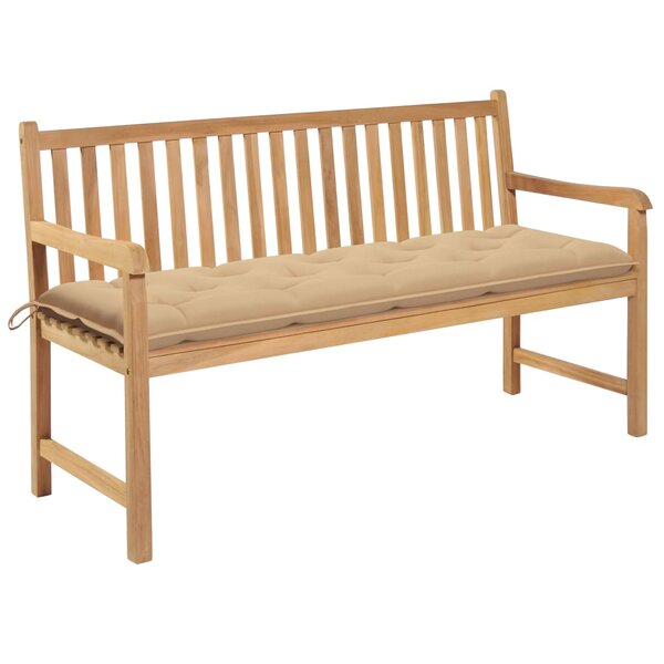 vidaXL Banc de jardin avec coussin beige 150 cm Bois de teck massif