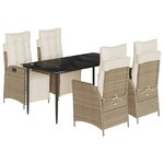 vidaXL Ensemble à manger de jardin avec coussins 5Pièces Beige poly rotin