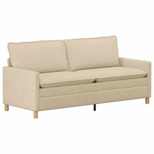 vidaXL Canapé 3 place Crème 196 x 81 x 87 5 cm Tissu