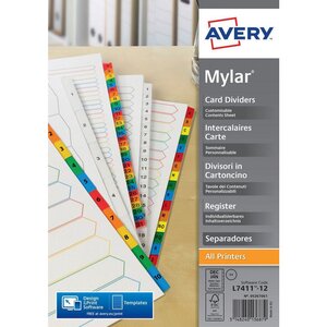 Répertoire mensuel 12 touches en carte blanche onglets plastifiés de couleur Format A4.