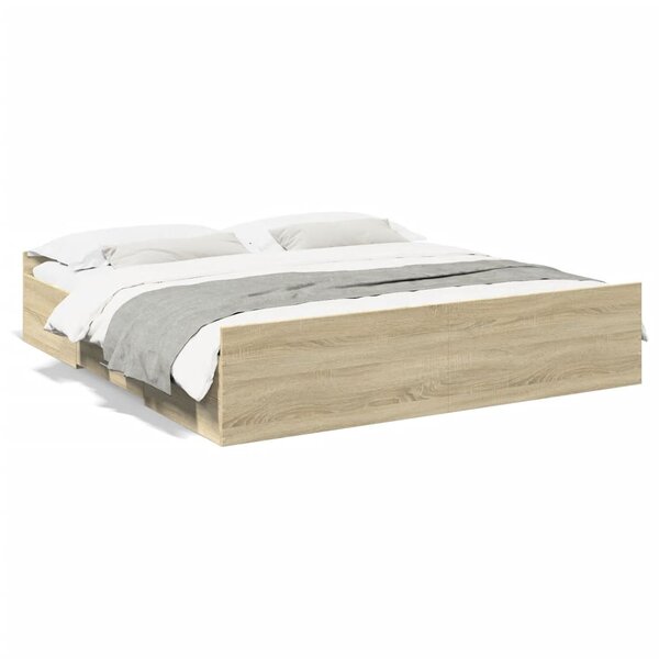 vidaXL Cadre de lit avec tiroirs sans matelas chêne sonoma 180x200 cm