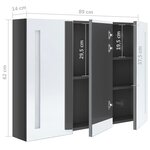 vidaXL Armoire de salle de bain à miroir LED 89x14x62 cm Gris brillant