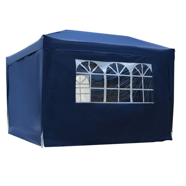 Tonnelle barnum tente de réception pliante 3 x 3 x 2,55 m avec fenêtres + sac de transport bleu