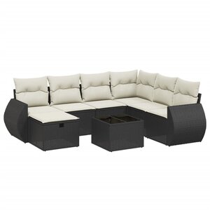 vidaXL Salon de jardin 8 Pièces avec coussins noir résine tressée