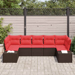 vidaXL Ensemble de canapé de jardin 7 Pièces Marron polyrotin