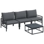 vidaXL Ensemble de canapé de jardin 4 Pièces Anthracite Acier
