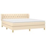 vidaXL Sommier à lattes de lit avec matelas Crème 160x200 cm Tissu