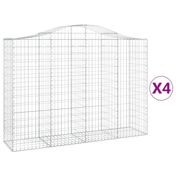 vidaXL Paniers à gabions arqués 4 Pièces 200x50x140/160 cm Fer galvanisé