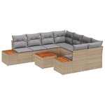 vidaXL Ensemble de Canapé de Jardin 9 Pièces avec Coussins Beige en Rattan Synthétique Acacia