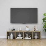 Vidaxl meuble tv blanc et chêne sonoma 37x35x37 cm aggloméré