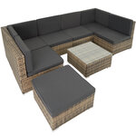 Tectake Canapé de Jardin VENISE 7 places - marron naturel