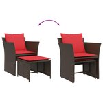 vidaXL Chaise de jardin avec tabouret marron résine tressée