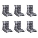 vidaXL Coussins de chaise à dossier bas lot de 6 motif à carreaux gris