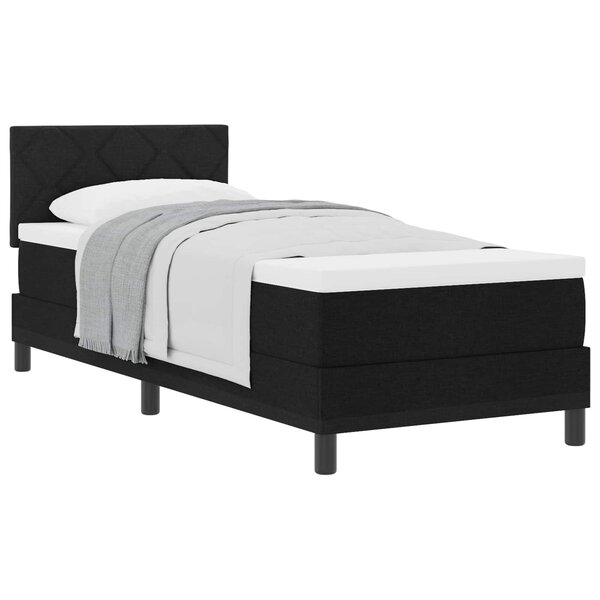 vidaXL Lit à ressorts avec tête de lit Noir 80 x 200 cm tissu