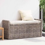 vidaXL Banc de rangement avec coussin Gris 110 x 40 x 50 cm Rotin