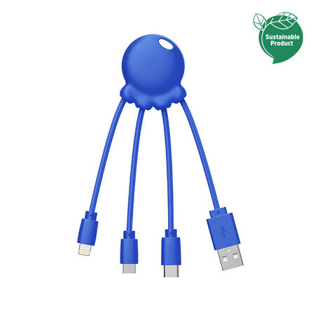 Cable multi-connecteurs octopus eco bleu
