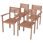 vidaXL Chaises de jardin lot de 4 et coussins blanc crème Teck solide