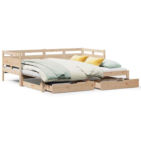 vidaXL Lit de jour avec gigogne et tiroirs sans matelas 90x200 cm