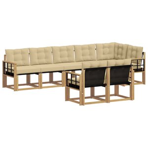 vidaXL Ensemble de canapés d'extérieur 8 Pièces Blanc et Beige