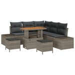 vidaXL Ensemble de jardin 8 pièces avec coussins gris en rotin PVC et acacia