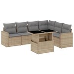 vidaXL Salon de jardin avec coussins 7 Pièces beige résine tressée