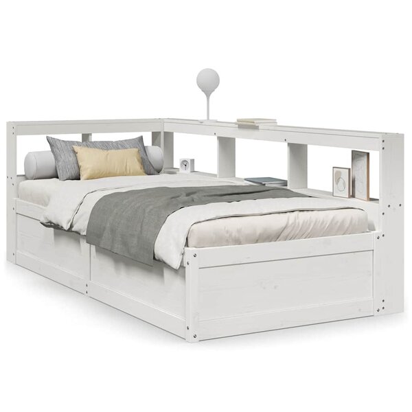 vidaXL Lit bibliothèque sans matelas blanc 90x190cm bois de pin massif