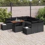 vidaXL Ensemble de canapé de jardin 9 Pièces Noir Poly rotin