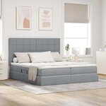 vidaXL Lit de rangement LED avec matelas Gris clair 200 x 200 cm Tissu