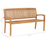 vidaXL Banc de jardin empilable et coussin 159 cm Bois de teck massif