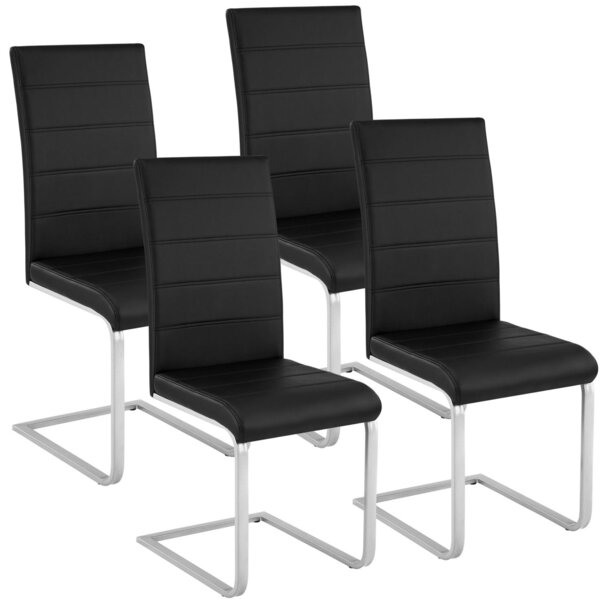 Lot de 4 chaises pieds acier siège de salon cuisine salle à manger design carré élégant noir 08_0000147/2