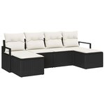 vidaXL Ensemble de canapé de jardin avec coussin 6 Pièces Noir et Crème