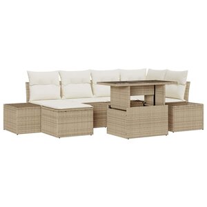 vidaXL Ensemble de canapé de jardin avec coussin 7 Pièces beige et crème