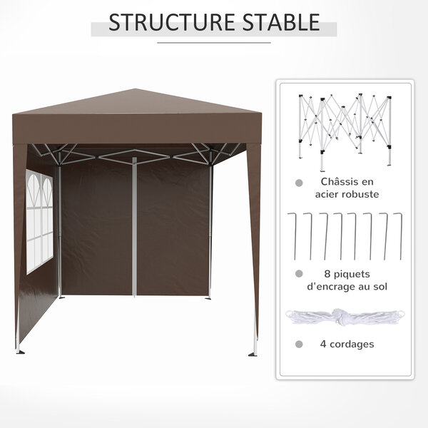 Tonnelle Pliante Tonnelle Pop-up Yaheetech 2,5x2,5m - Imperméable Et Anti-UV Avec Parois Latérales Imperméable Anti-uv