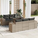 vidaXL Salon de jardin avec coussins 7 Pièces gris résine tressée
