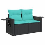 vidaXL Salon de jardin 6 Pièces avec coussins noir résine tressée