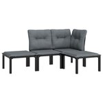 Salon de jardin meuble d'extérieur ensemble de mobilier 4 pièces noir et gris résine tressée 02_0016269