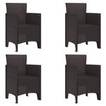 vidaXL Chaise de jardin 4 Pièces Marron 53 x 49 x 85 cm PP