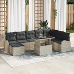 vidaXL Ensemble de canapé de jardin avec coussin 9 Pièces Gris clair