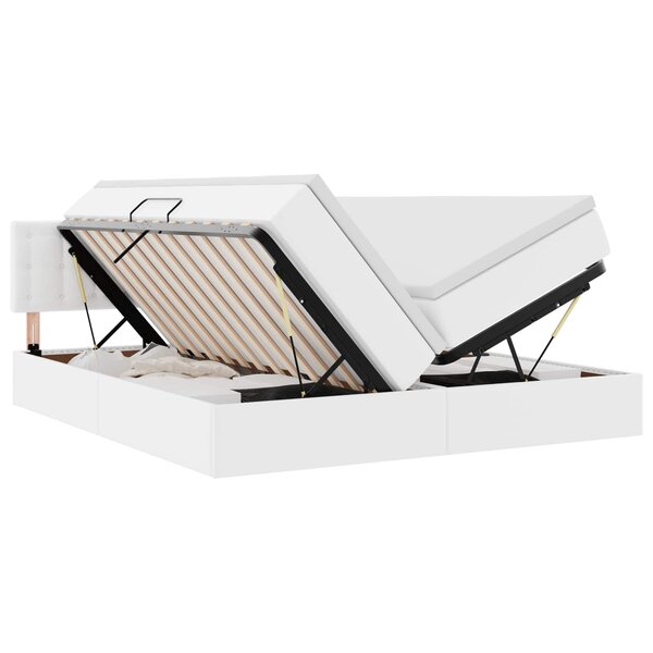 vidaXL Lit avec rangement et LED avec stockage Blanc pur 180 x 200 cm
